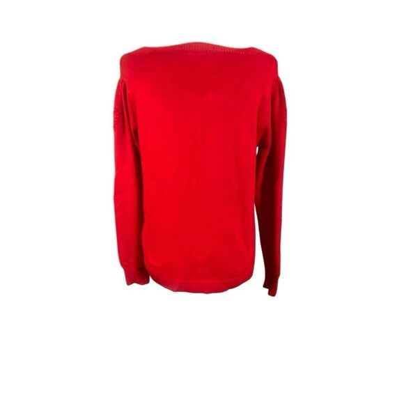 Cocobleu Women’s Large Red Heart Knit Long Sleeve Soft Crew Neck Sweater - Picture 4 of 7